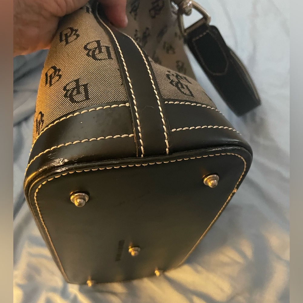 Dooney & Burke Black Monogrammed Bucket Bag. Free shipping - Picture 4 of 8